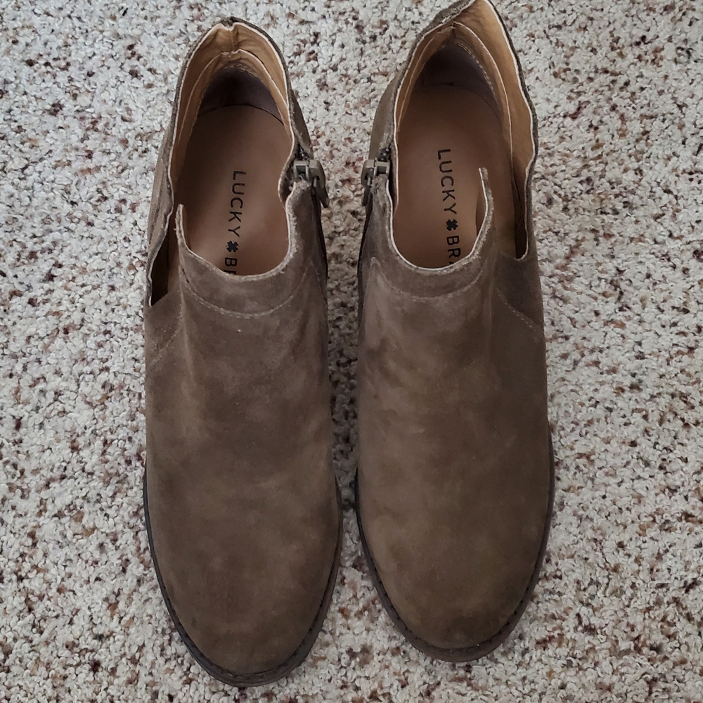 Lucky Brand Green Ankle Booties with Wedge Heel Size 7.5 - Picture 2 of 7
